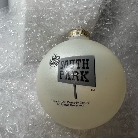 South Park Cartman Holiday Glass Ball Ornament 4" Christmas Tree Decoration 1998 - Picture 2 of 3